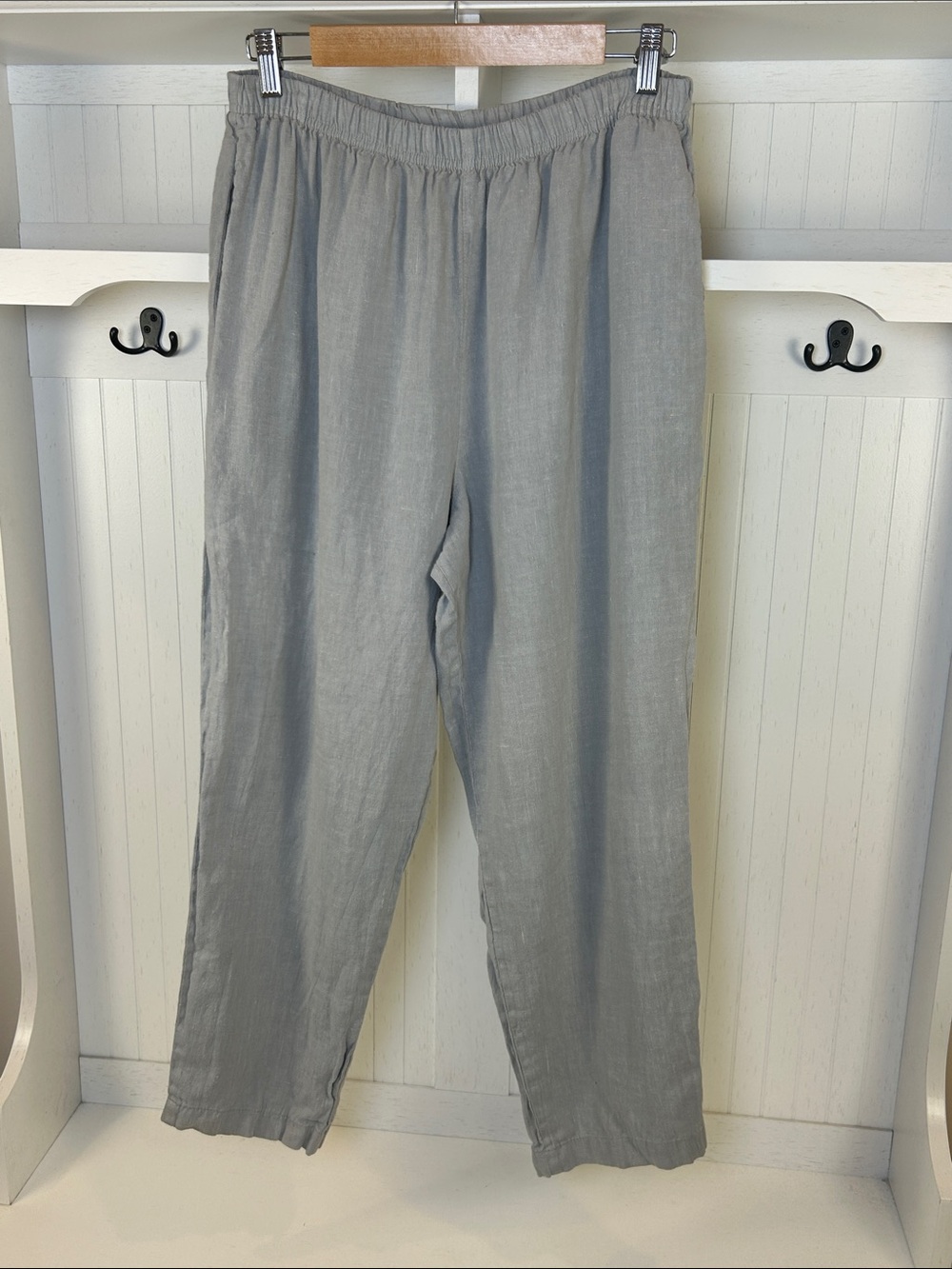Made in USA 100% Linen Gray Pull On Pants Women's M